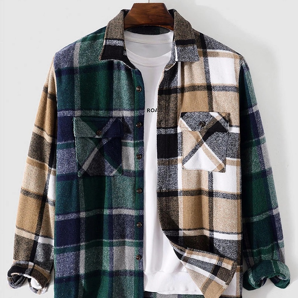 Men's Brushed Flannel Shirt – Autumn Plaid Edition